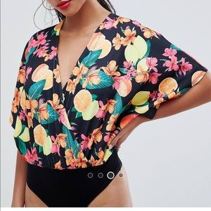 Asos Petite Fit Tropical Bodysuit
